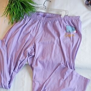 Lavender Pajama Pants with Embroidered Detail